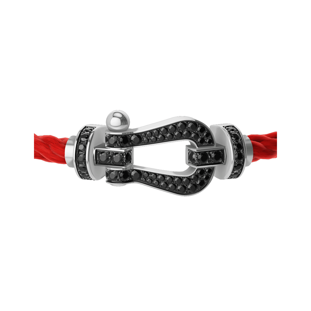 FRED FORCE 10 Red Cord with 18k White Gold LG Full black sapphire Buckle, Exclusively at Hamilton Jewelers