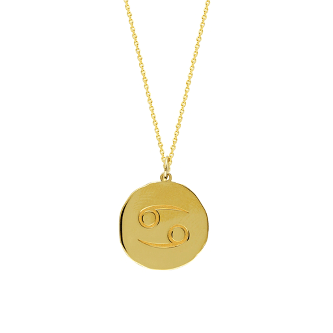 14k Yellow Gold Zodiac Cancer Pendant