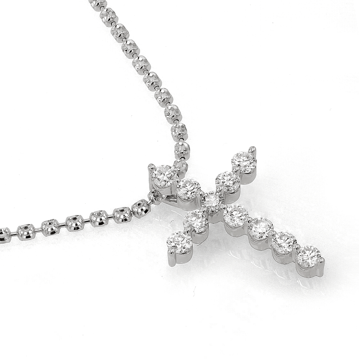 18k White Gold and 0.66 Total Weight Diamond Cross Pendant
