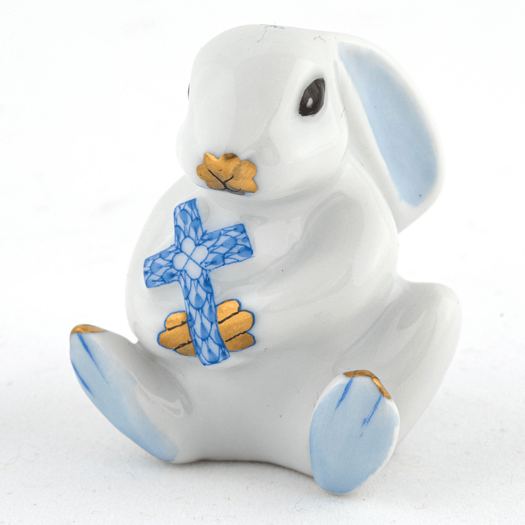 Herend Blue Bunny with Cross