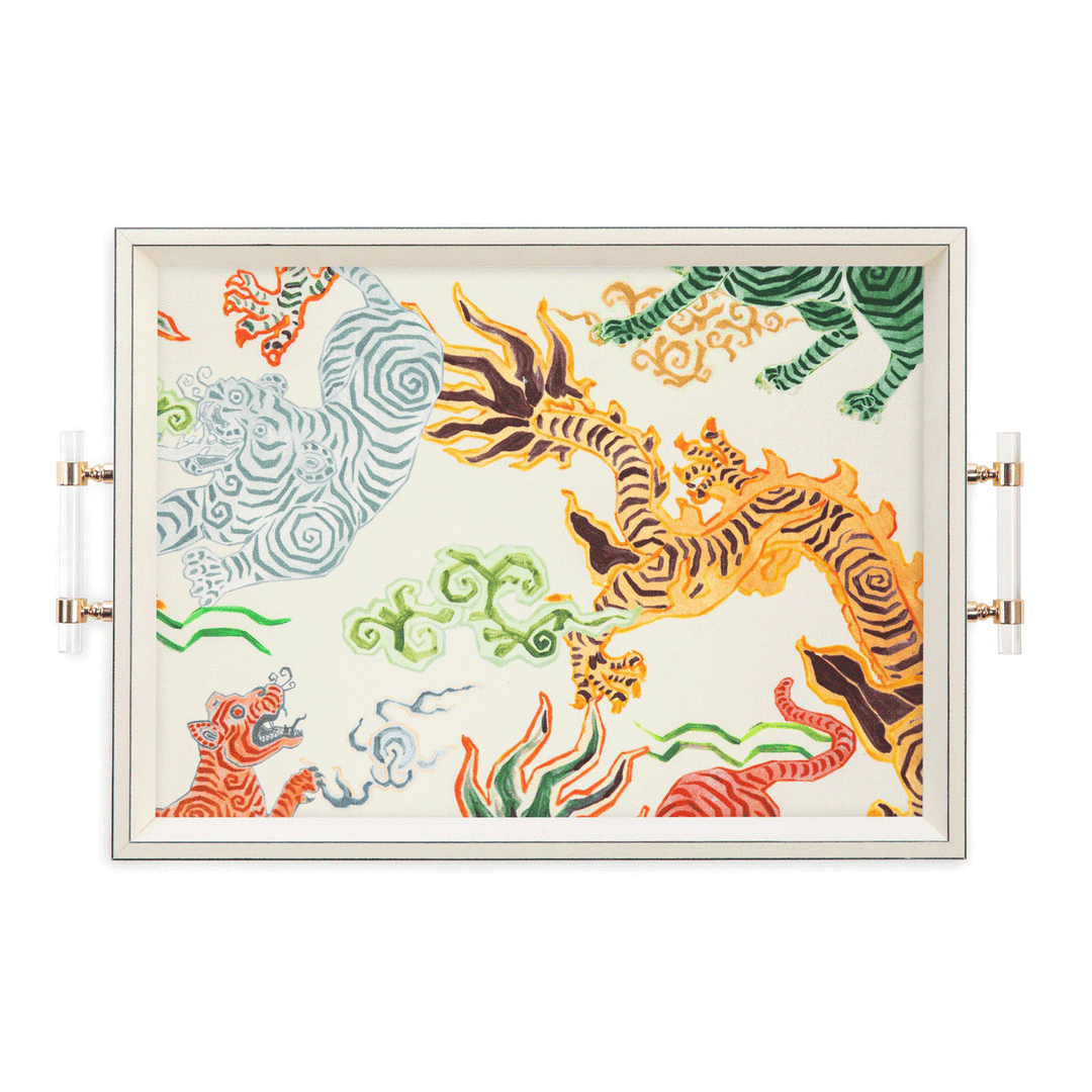 Tiger and Dragons White 15x20 Tray