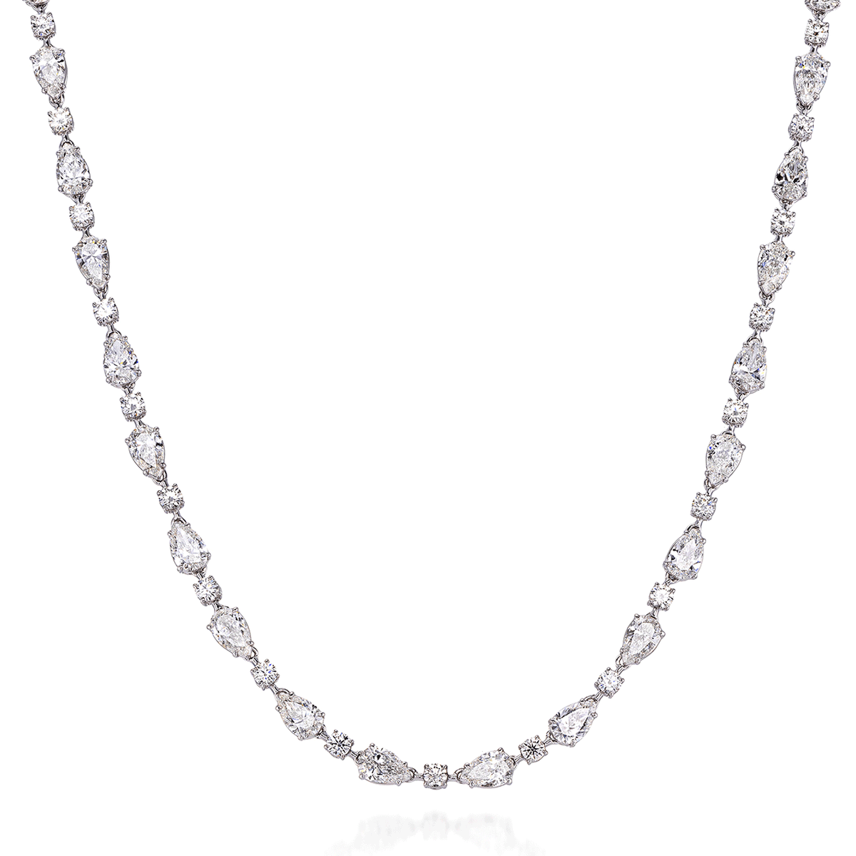 Platinum and 16.15 Total Weight Pear Shape Diamond Necklace