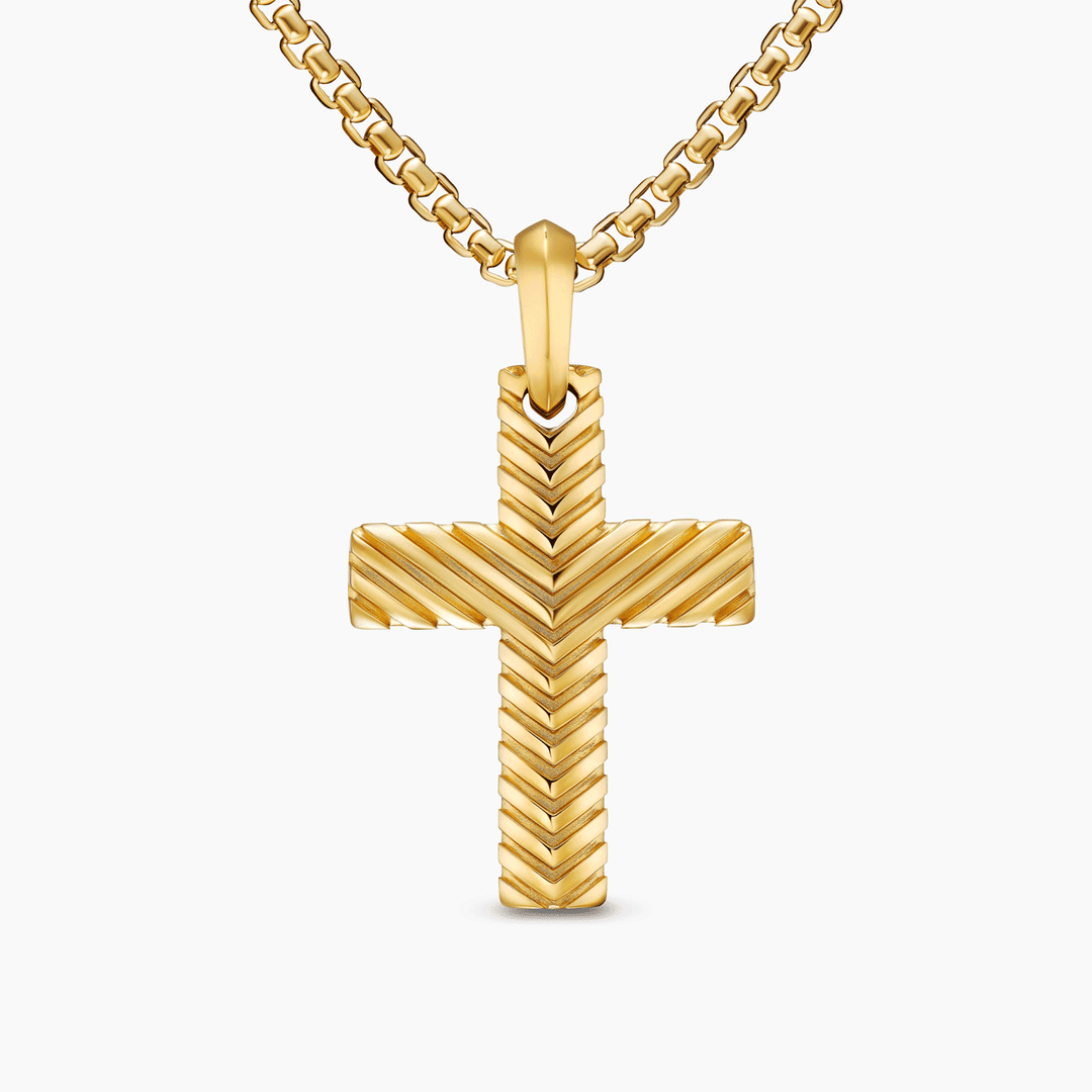 David Yurman Chevron Cross Pendant 18K Yellow Gold, 36mm