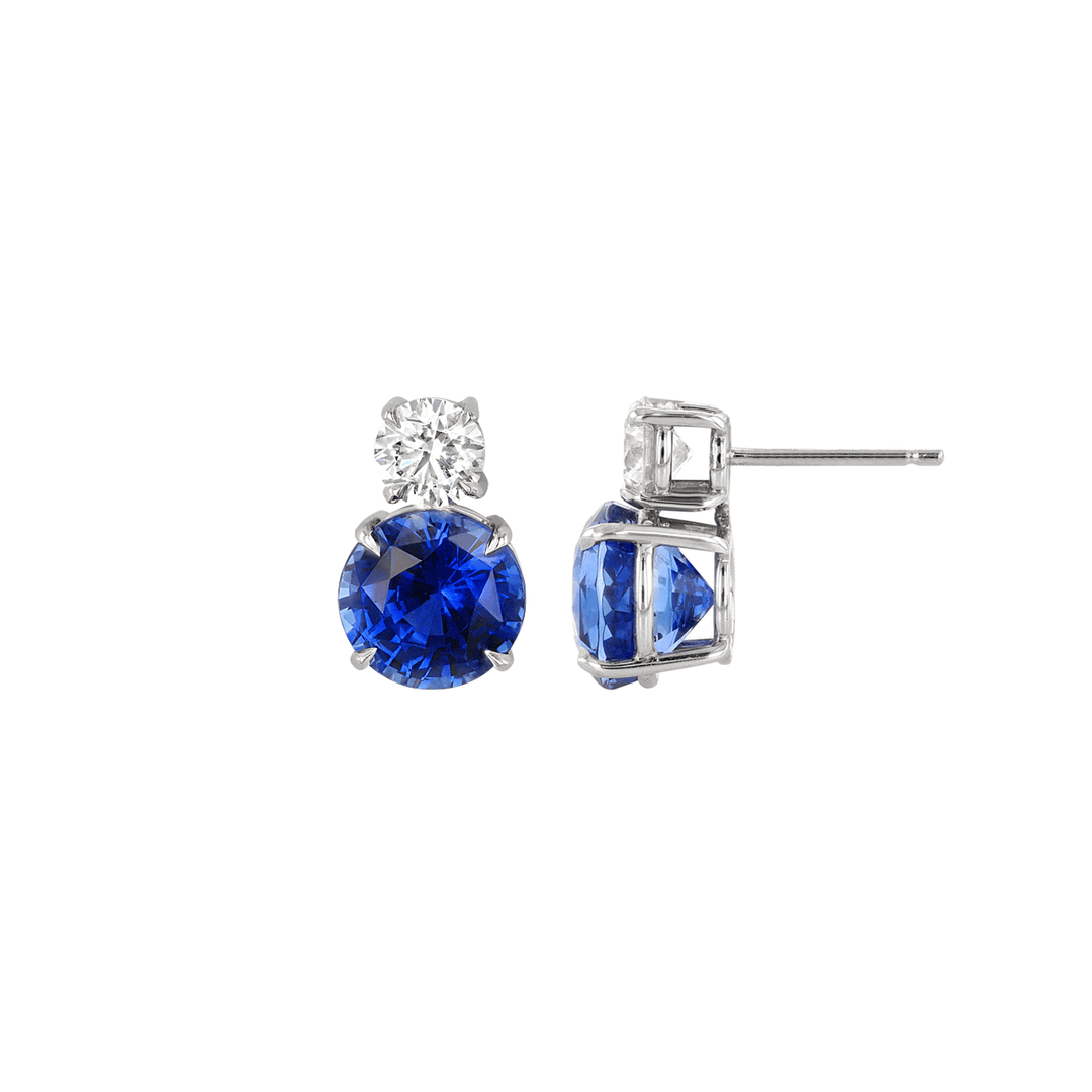 Platinum and Sapphire 10.83 Total Weight Earrings