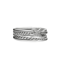 David Yurman X Crossover Band Ring Sterling Silver with Diamonds, 6mm