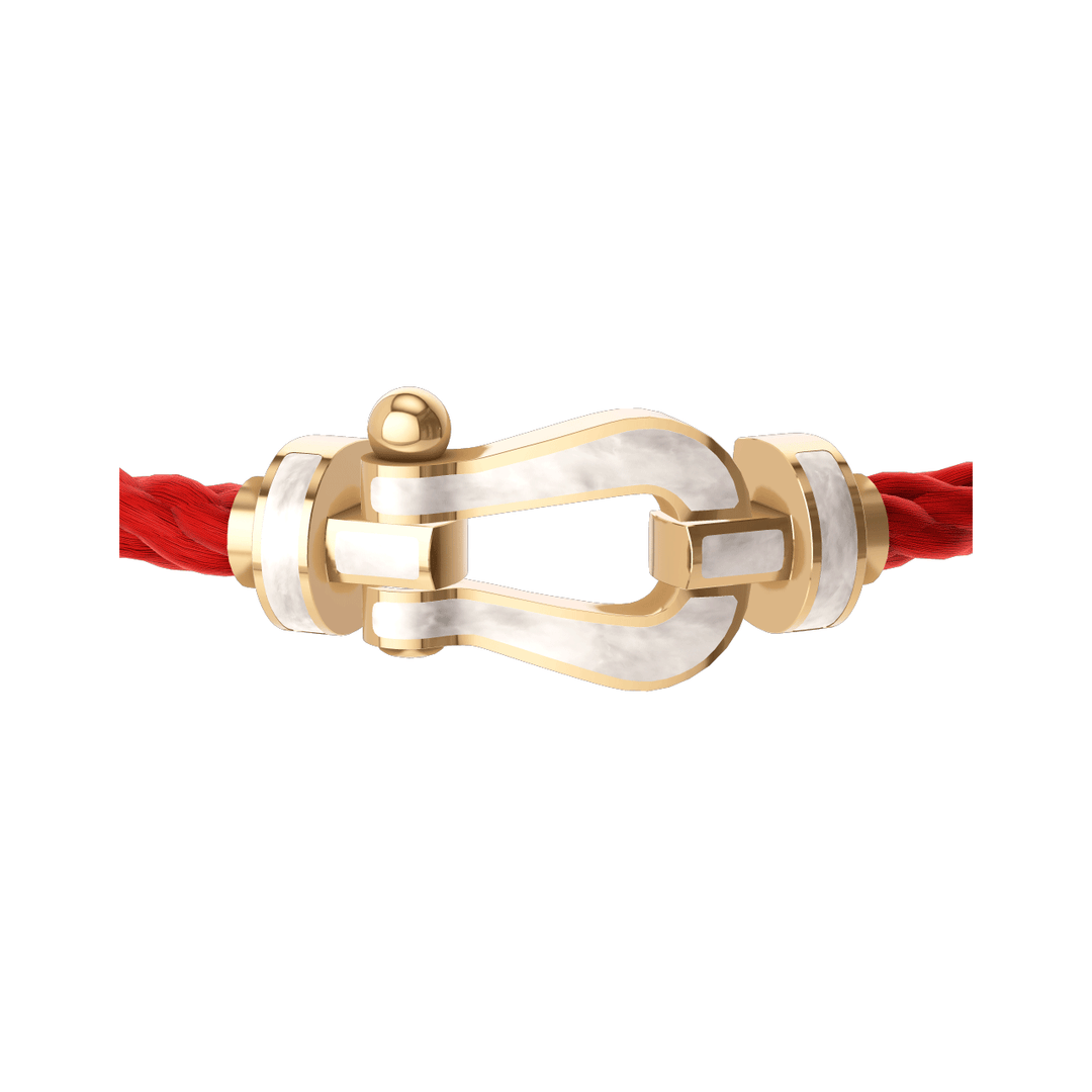 Fred FORCE 10 Red Cable 18k Yellow Gold Mother Of Pearl LG Buckle, Exclusively at Hamilton Jewelers