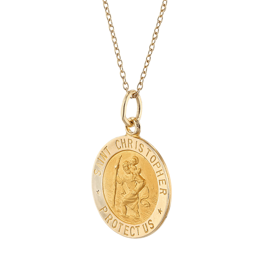 St. Christopher 14k Yellow Gold Pendant with Chain