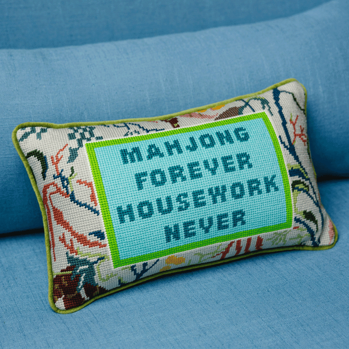 Mahjong Forever Needlepoint Pillow