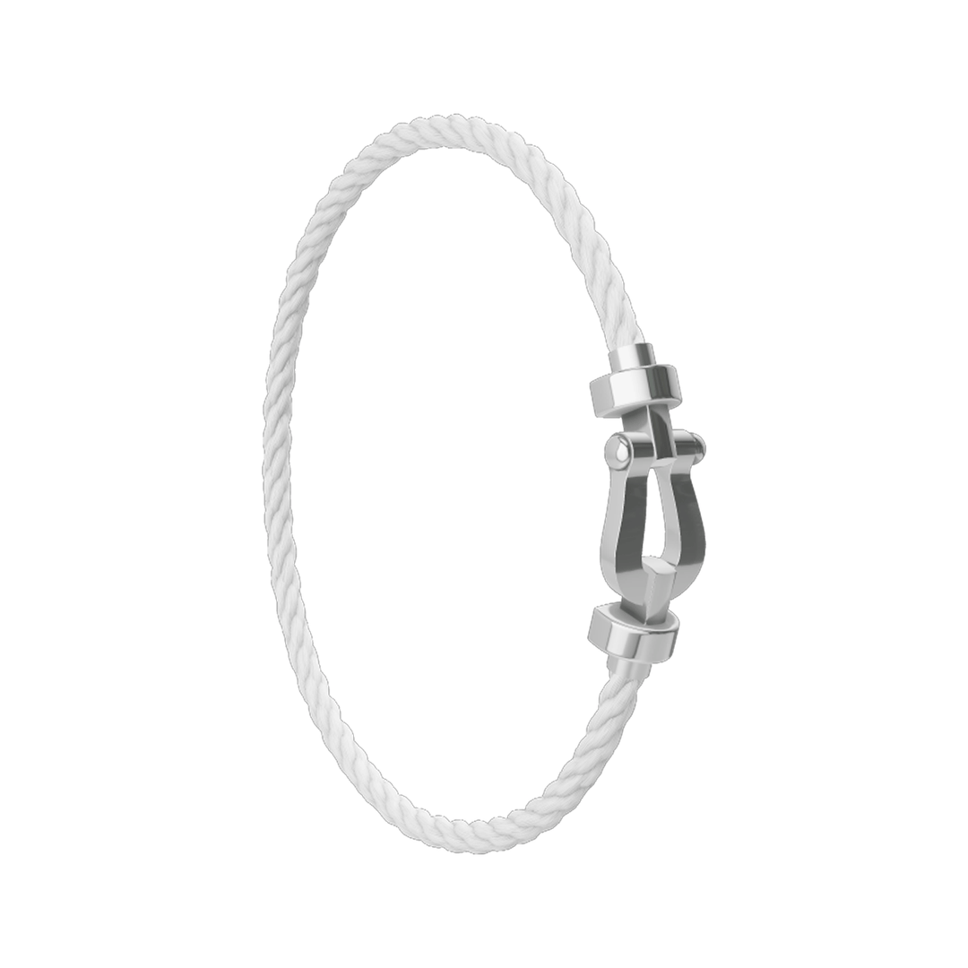FRED White Cord Bracelet with 18k White MD Buckle, Exclusively at Hamilton Jewelers
