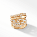 David Yurman Stax Five Row Ring with Diamonds in 18k Yellow Gold, 21mm
