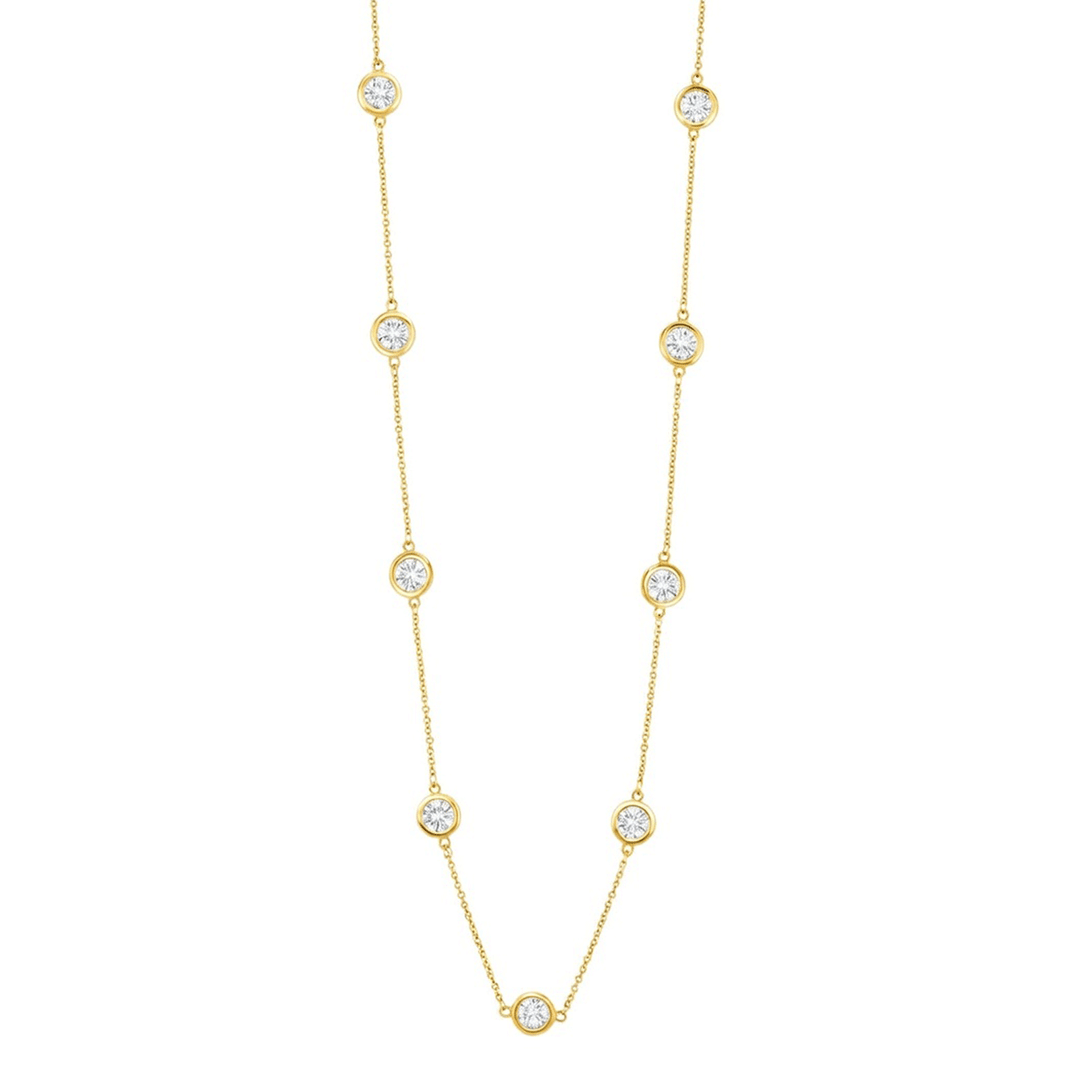 14k Yellow Gold and 4.85 Total Weight Diamonds By The Yard 18 Inch Necklace