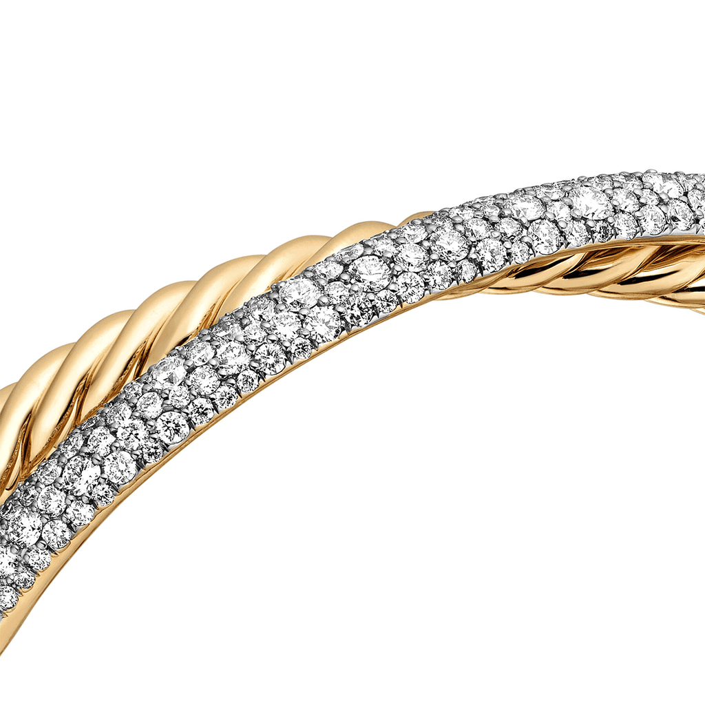 David Yurman Pavé Crossover Two Row Cuff Bracelet  Medium