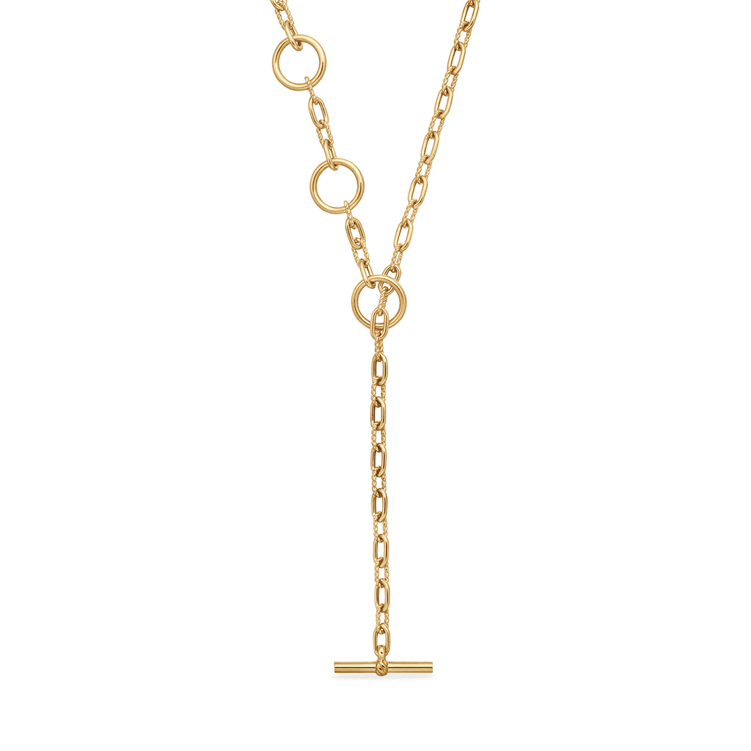 David Yurman Madison Three Ring Chain Necklace in 18k Yellow Gold