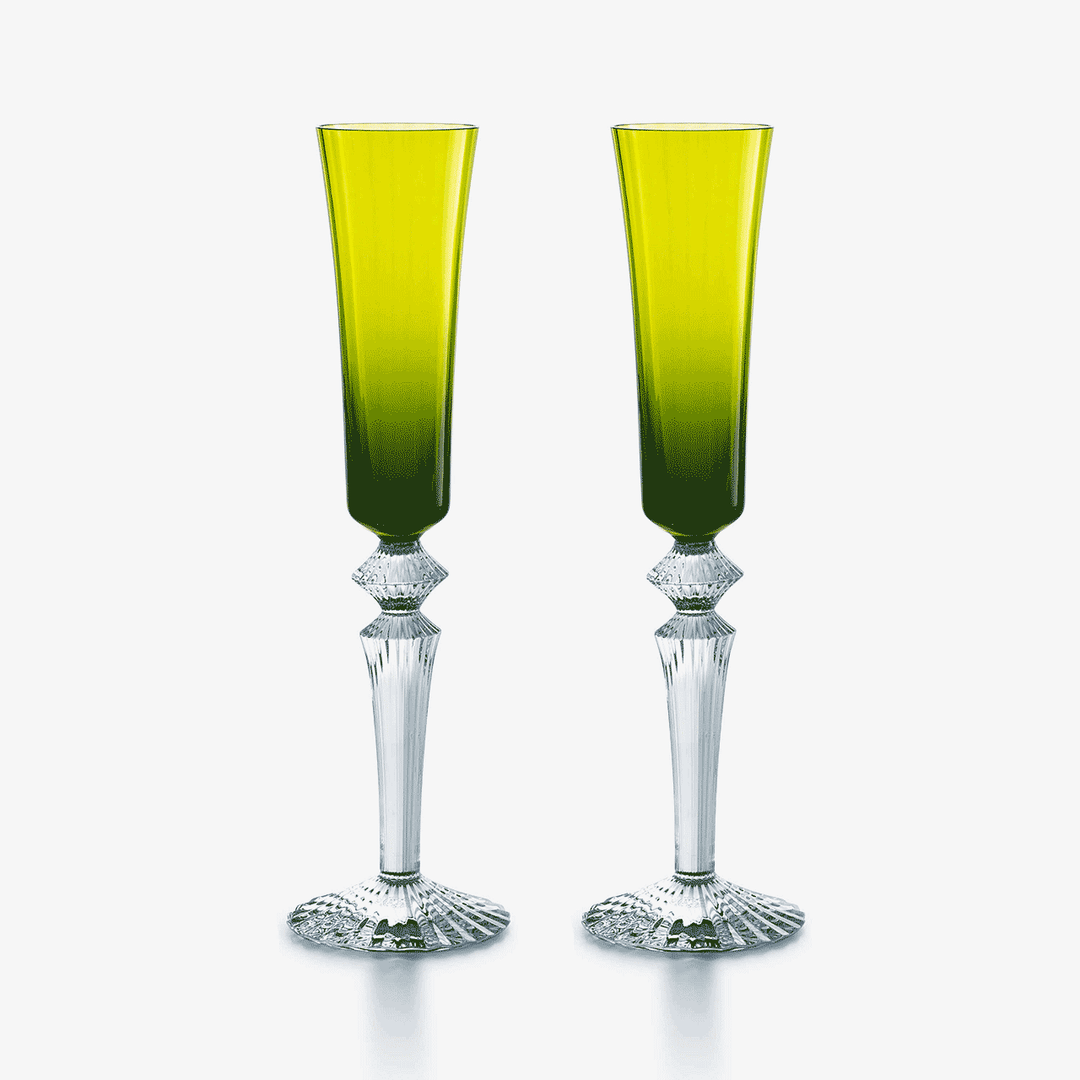 Baccarat Mille Nuits Moss Flutes Set 2