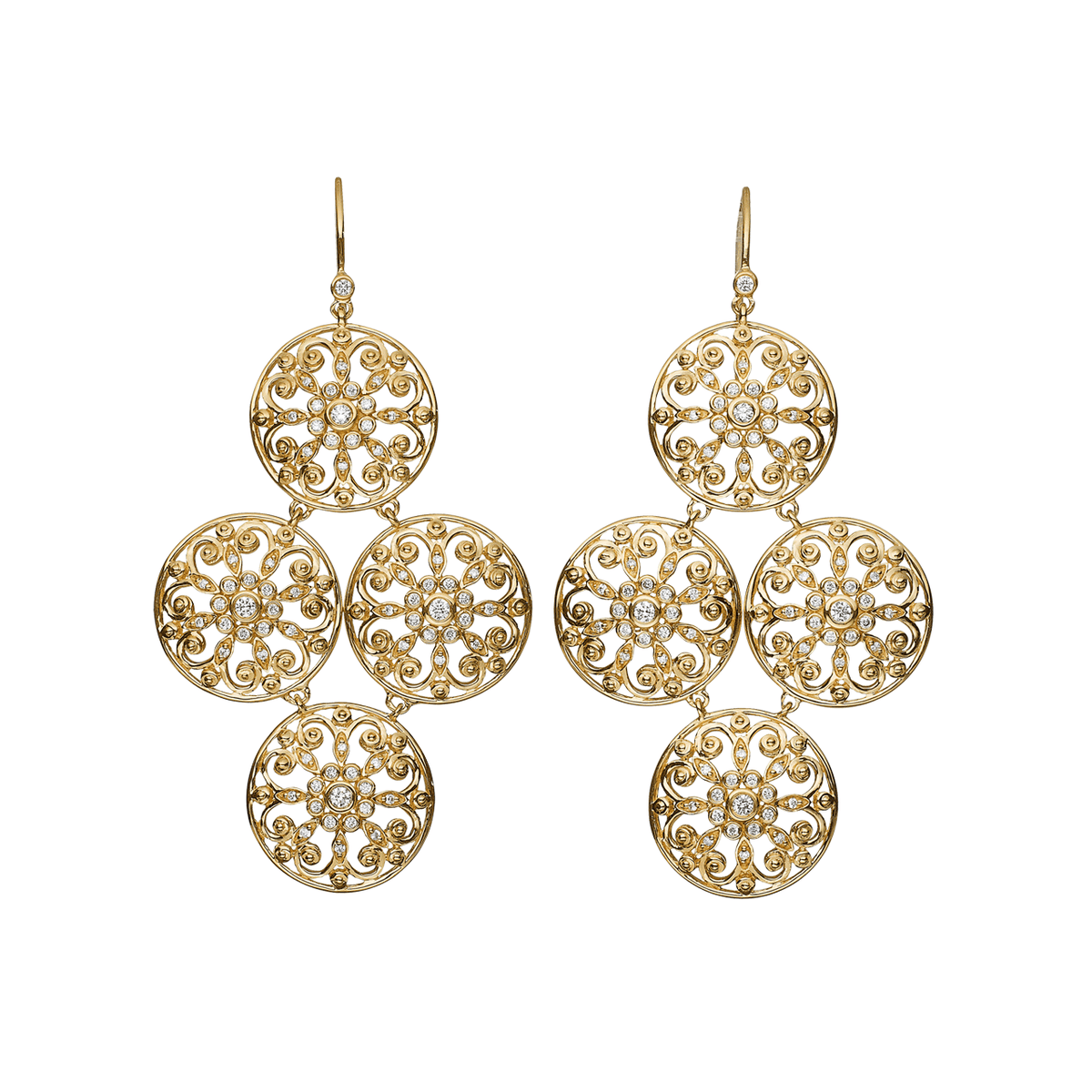 Arabesque 18k Gold &amp; Diamond .83ct Earrings