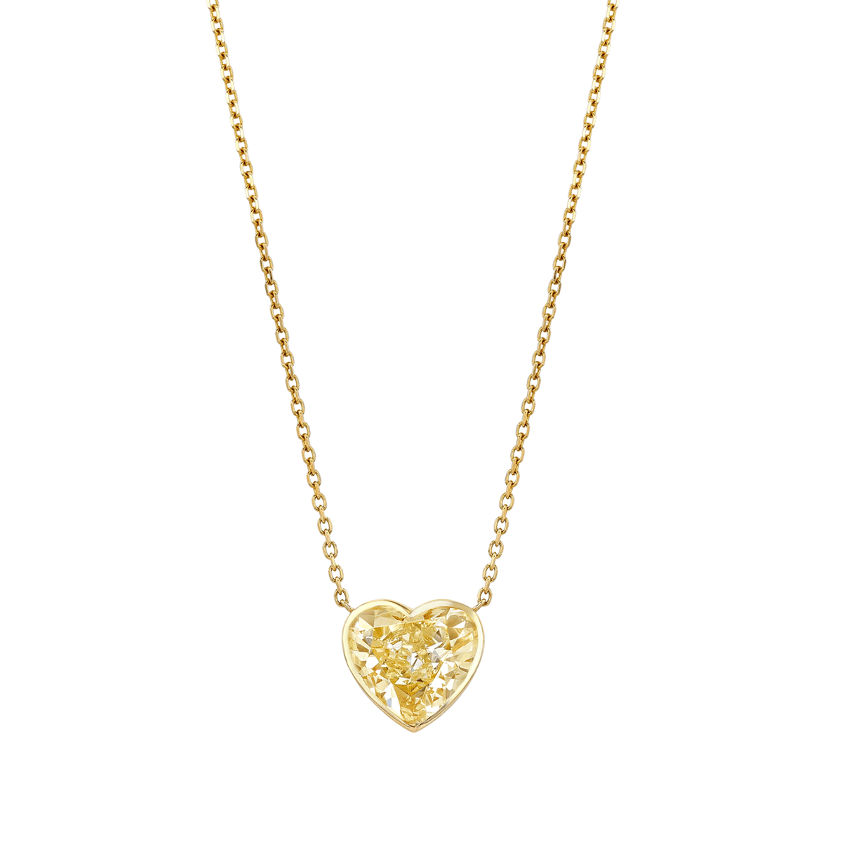 18k Gold &amp; 7.41ct Heart Shaped Yellow Diamond Pendant
