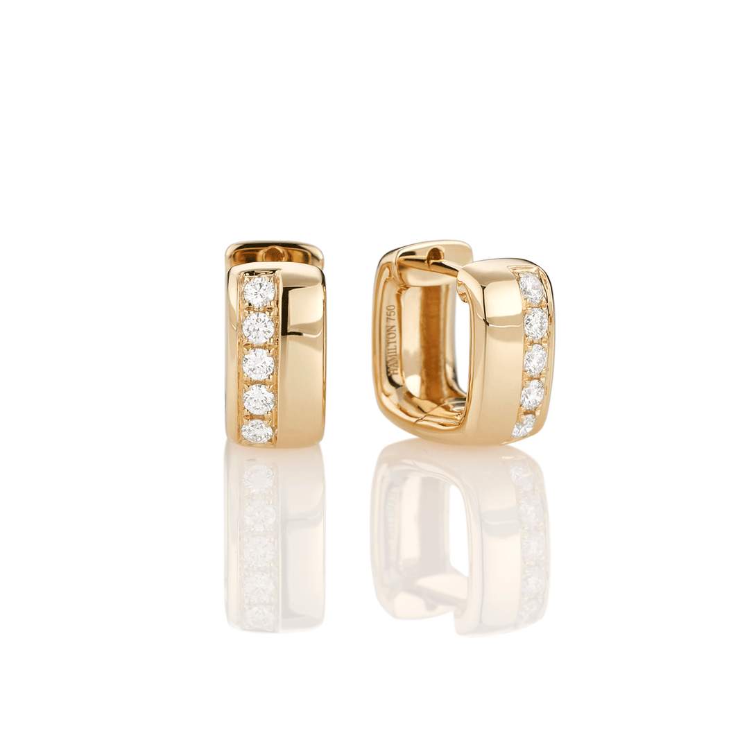 Mercer 18k Yellow Gold and Diamond .30 Total Weight Huggie Earrings