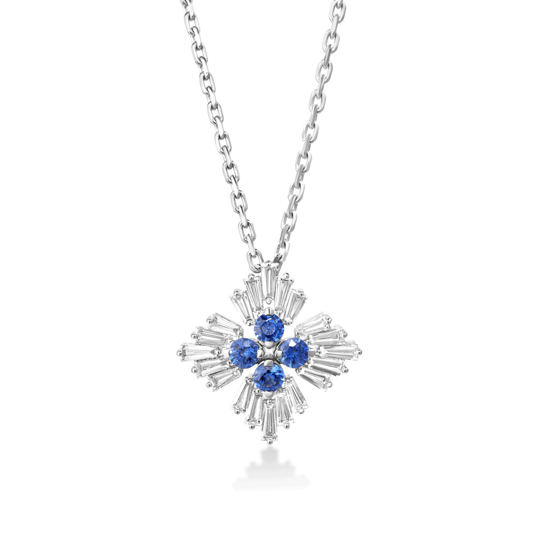 Roberto Coin Princess Flower Diamond and Sapphire Pendant