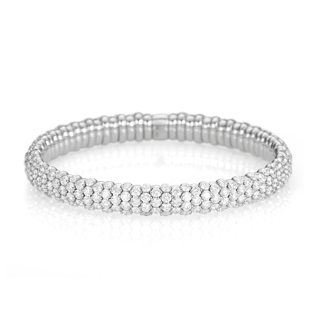 18k White Gold and Diamond 10.39 Total Weight Stretch Bracelet