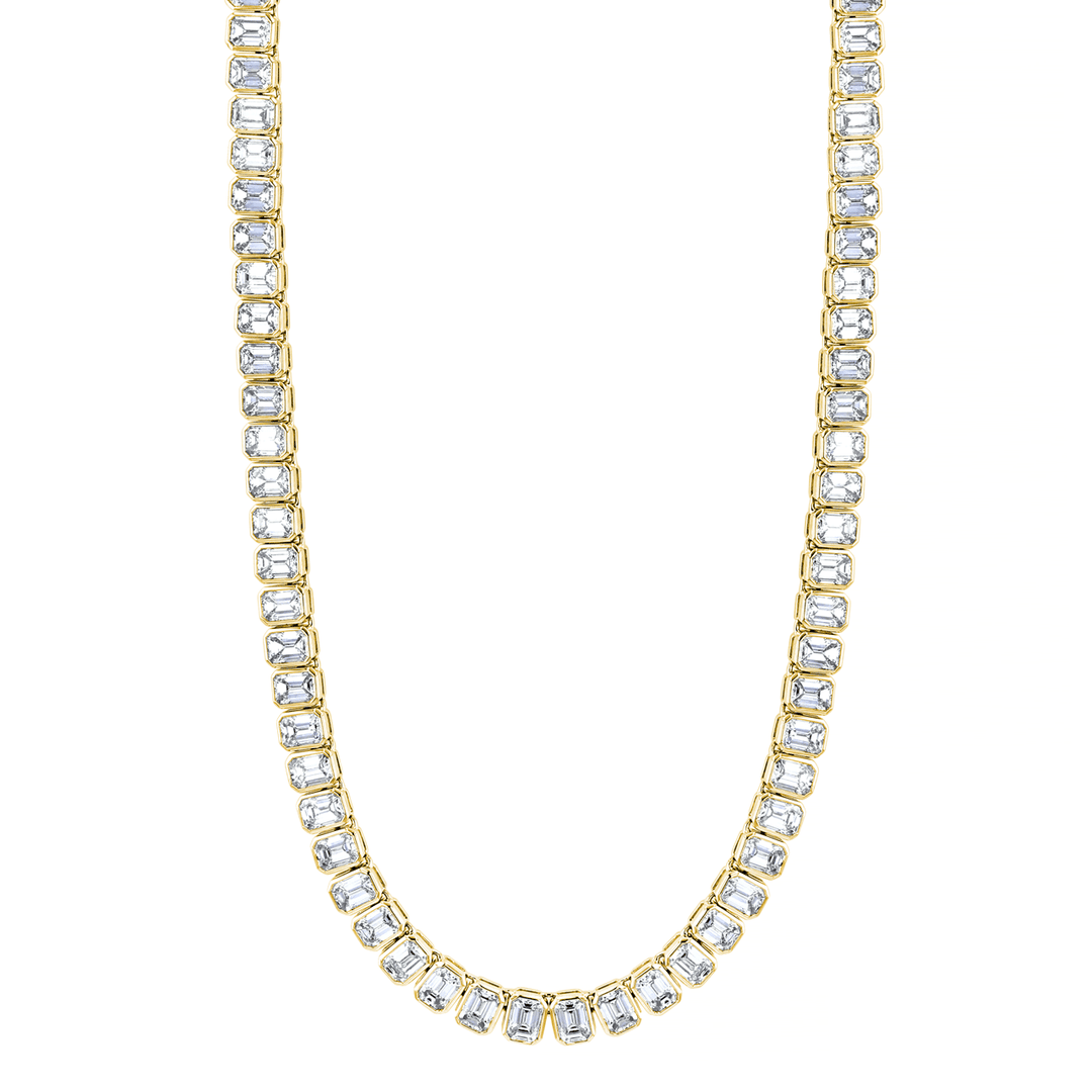 18k Yellow Gold an 20.18 Total Weight Diamond Bezel Necklace