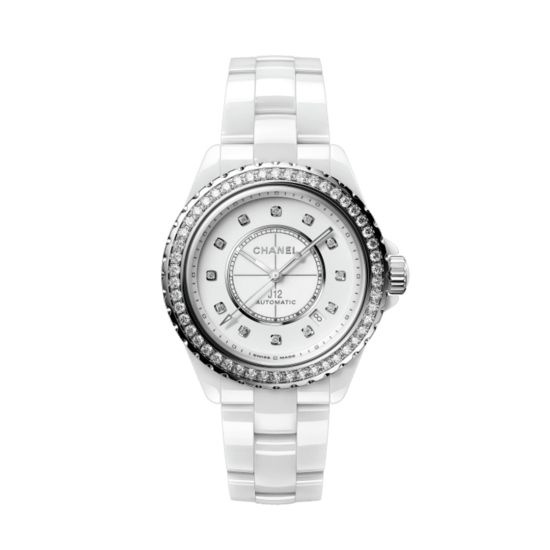 CHANEL J12 White Diamond Bezel Watch Caliber 12.1, 38mm H7189