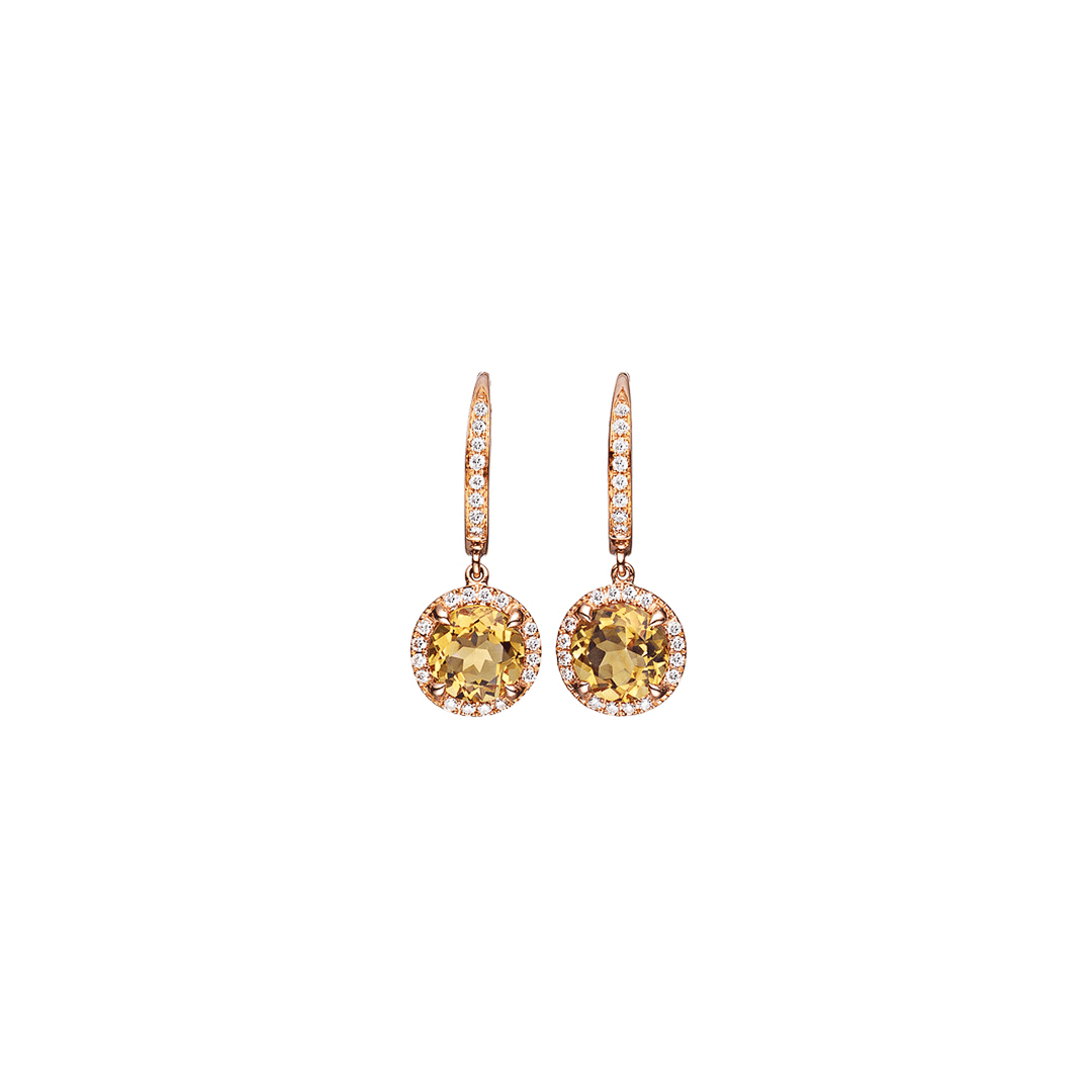 Lisette 18k Gold Citrine 2.15 Total Weight and Diamond Earrings