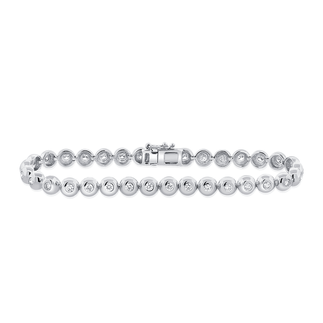 14k White Gold and Diamond 1.15 Total Weight Bezel Bracelet