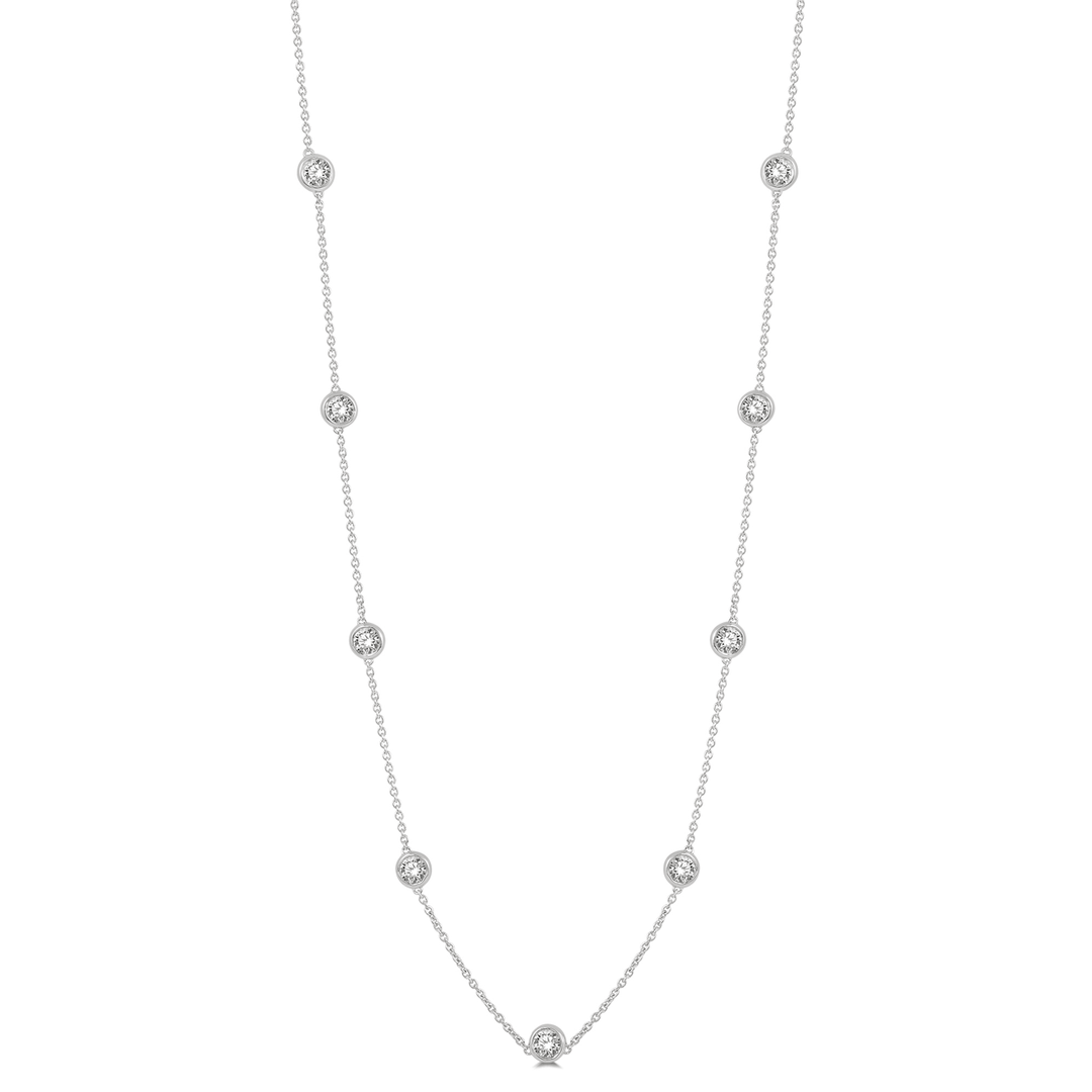 14k White Gold and Diamond By The Yard 2.00 Total Weight Necklace