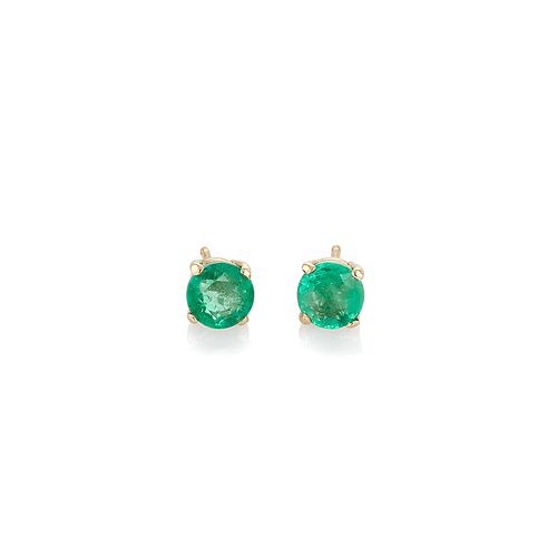 14k 5mm Emerald Birthstone May Stud Earrings