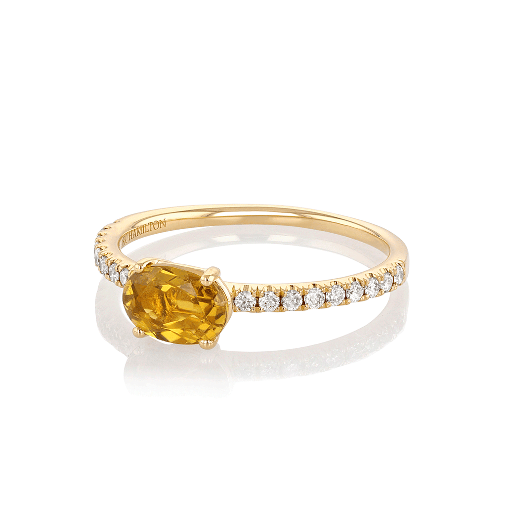 Hamilton Facets Collection 18k Yellow Gold Tourmaline and Brown Diamond Ring