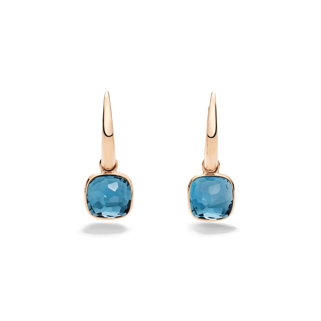 Pomellato Nudo 18k Rose Gold Blue Topaz Mini Earrings