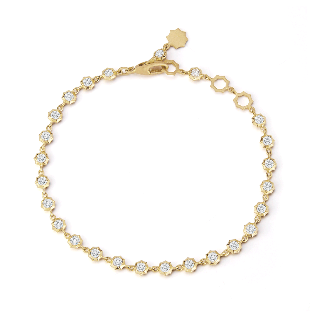 Jade Trau Large Sophisticate 18k Yellow Gold Diamond Line Bracelet