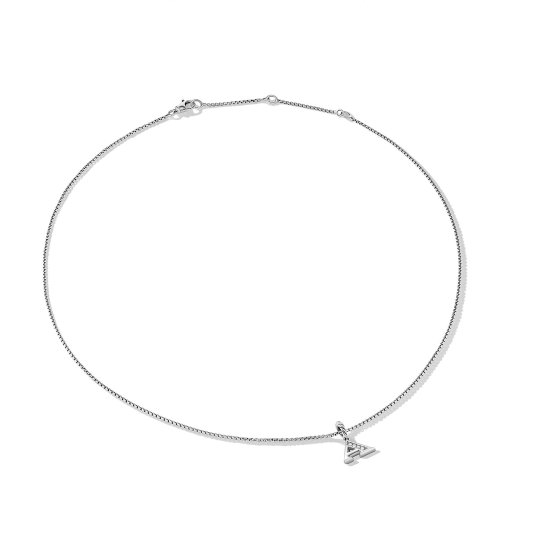 David Yurman Pavé Initial Pendant Necklace with Diamond A
