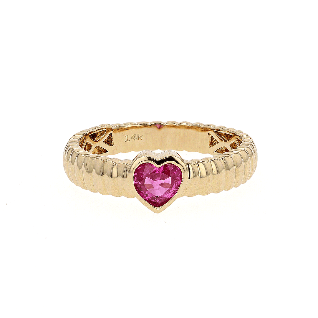 14k Gold and Heart Shape Ruby .57 Total Weight Ring