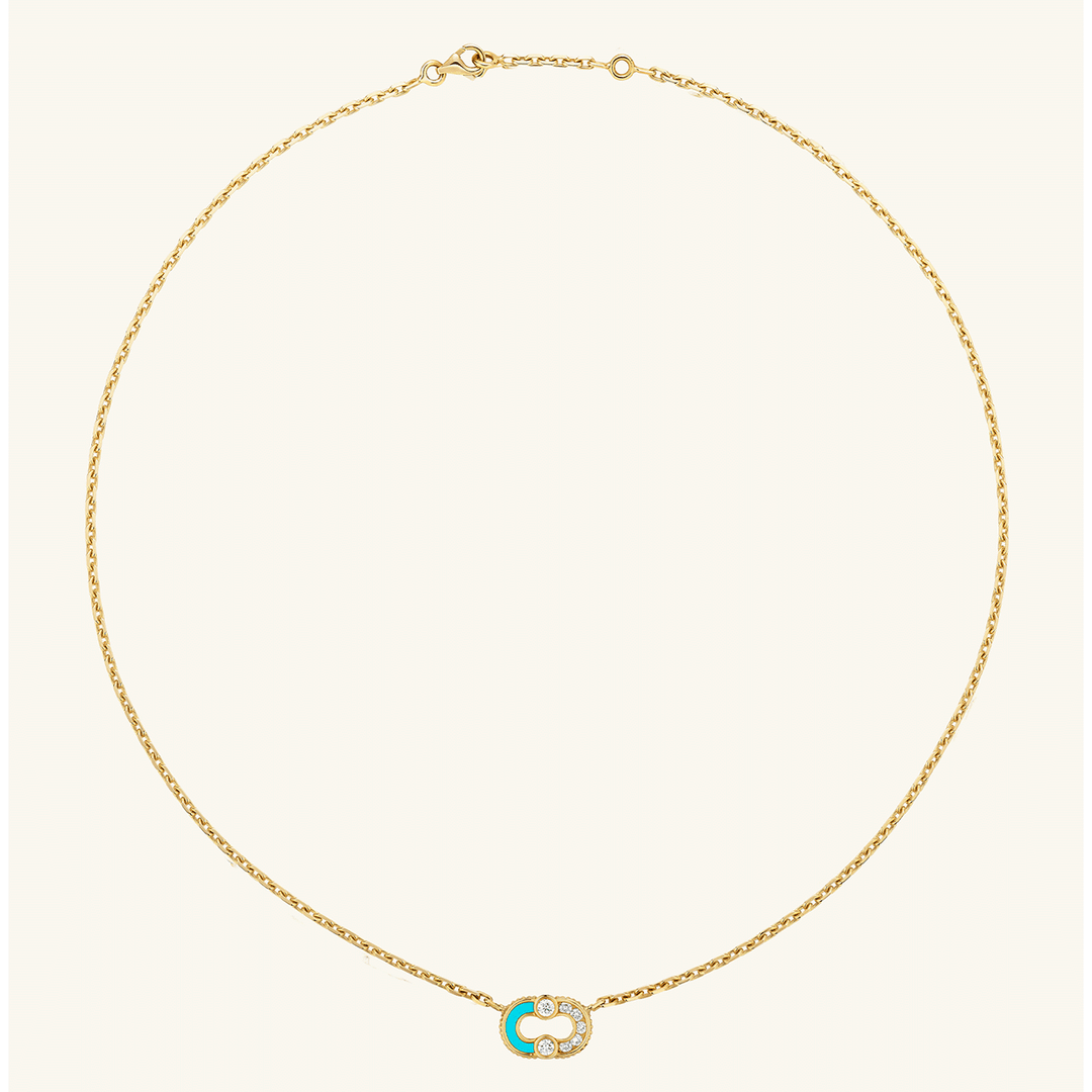 Viltier 18k Yellow Gold Magnetic Diamond and Turquoise Pendant