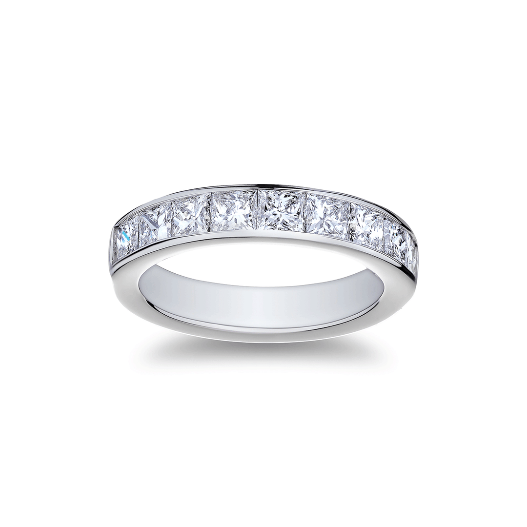 Platinum and Princess Cut Diamond 1.98 Total Weight Channel Set Band