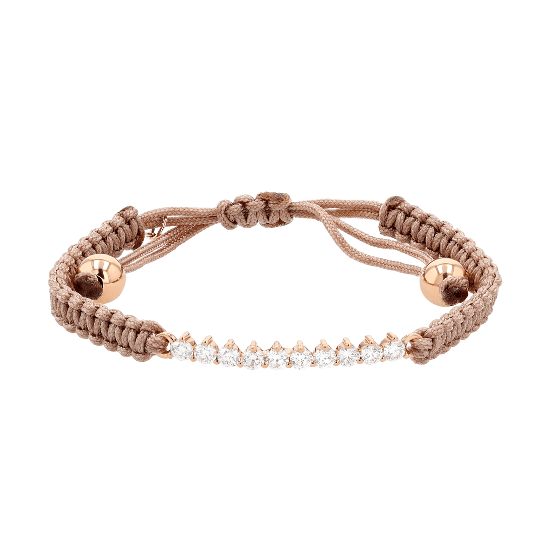 18k Rose Gold Rose Cord and Diamond Bracelet