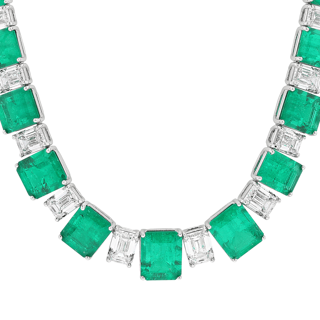 Private Reserve Platinum Colombian Emerald and Diamond Necklace