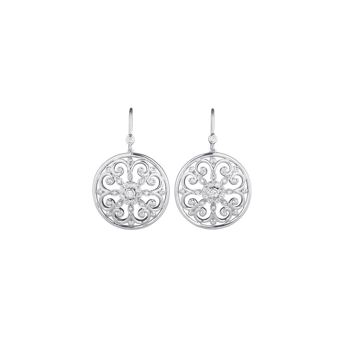 Arabesque Sterling Silver and Diamond Earrings