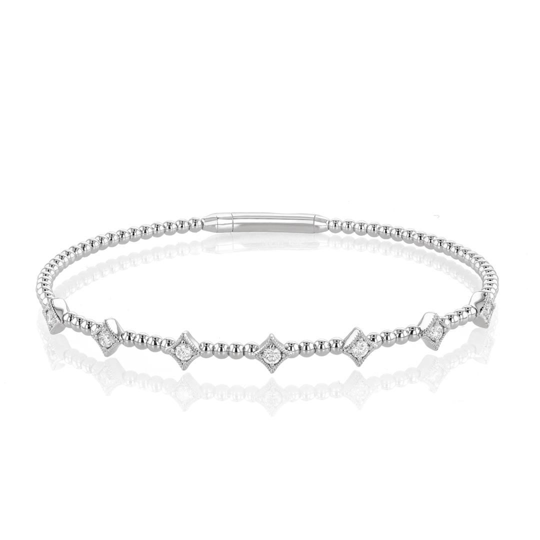 14k White Gold and 0.35 Total Weight Flex Bracelet