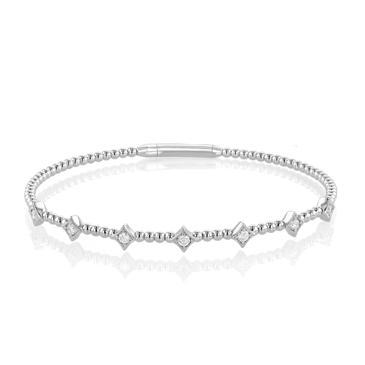 14k White Gold and 0.35 Total Weight Flex Bracelet