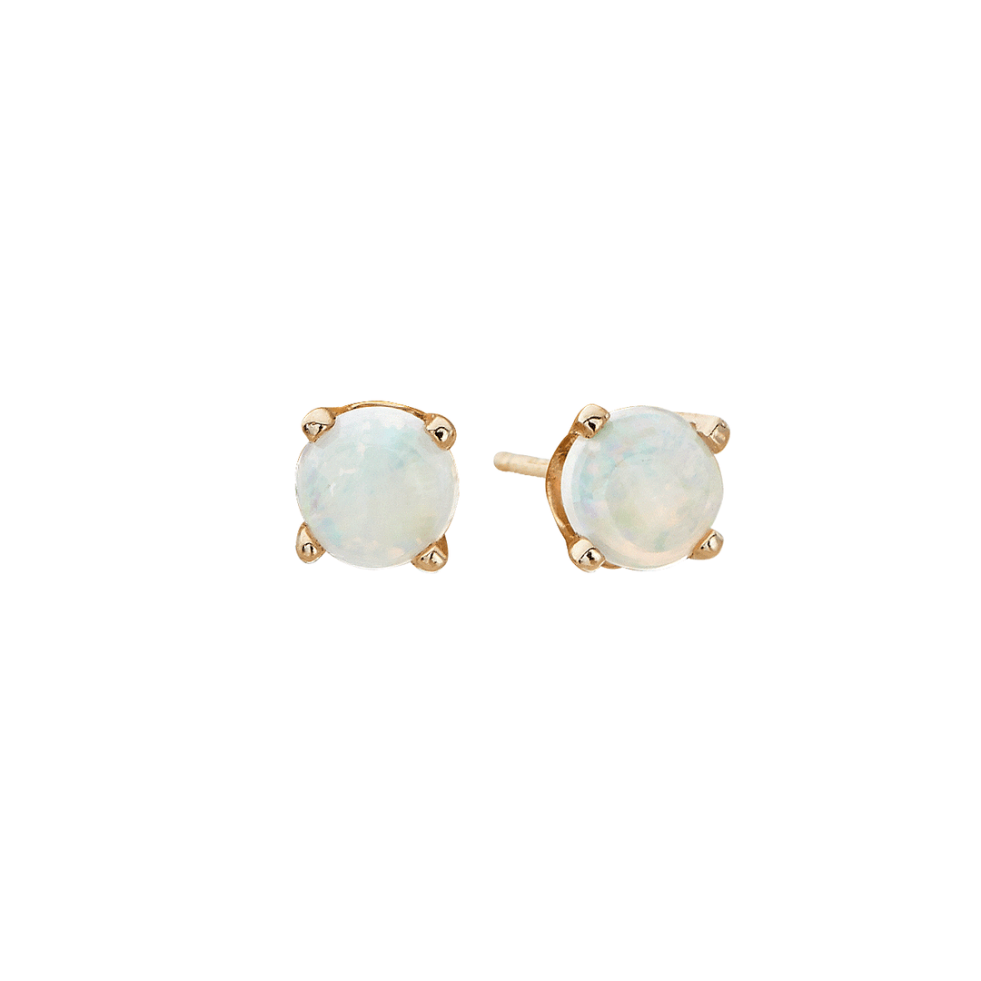 14k 3mm Opal Birthstone October Stud Earrings