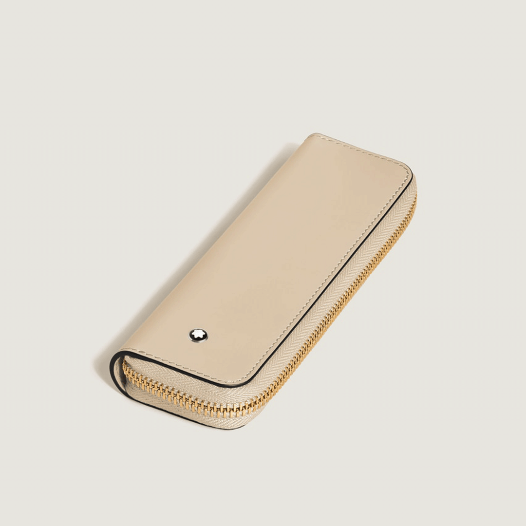 Montblanc 1-Pen Pouch with zip in Meisterstück Cloudy Beige Leather