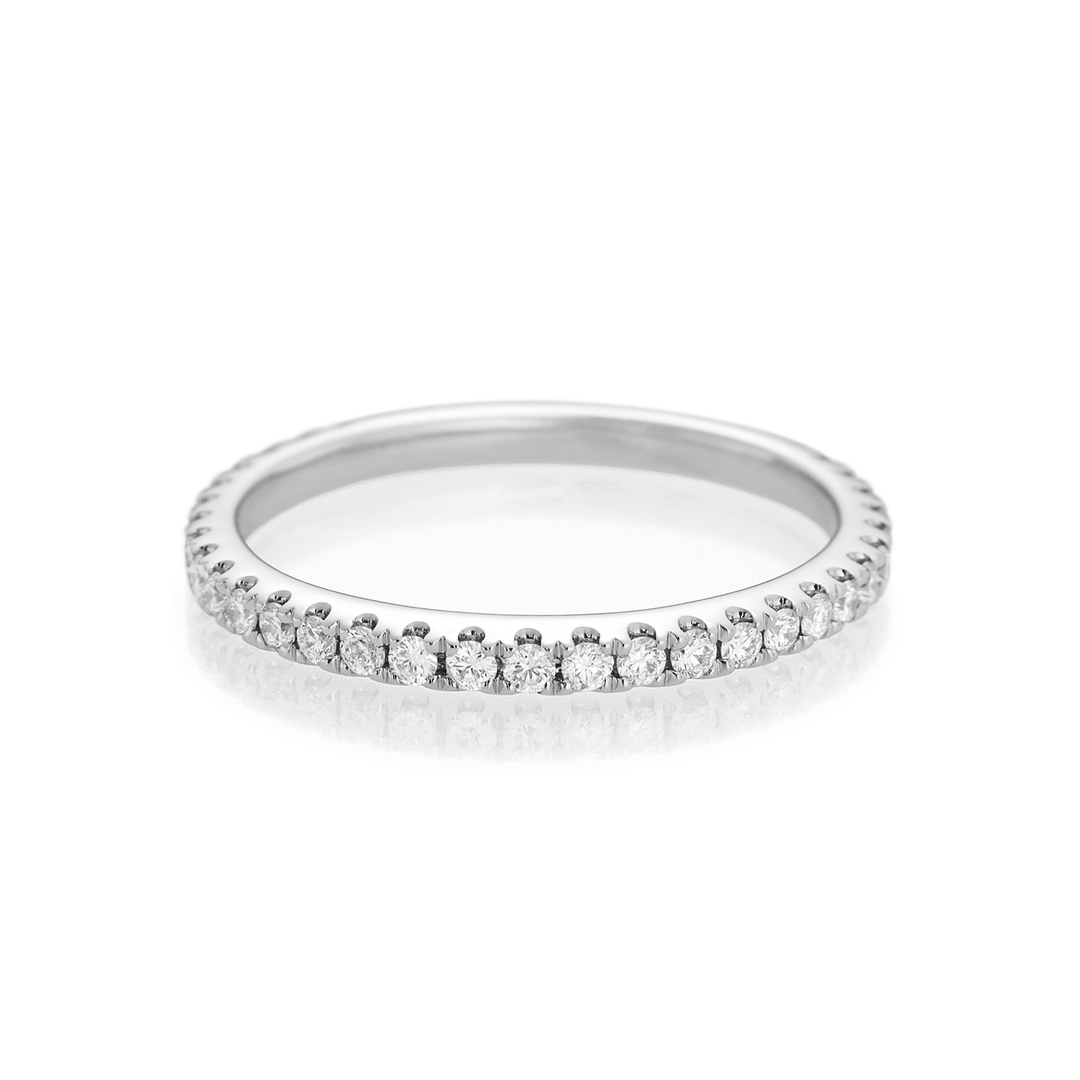 Hamilton Cherish Collection 18k White Gold and 0.33 Total Weight Diamond Micro Prong 3/4 Way Wedding Band