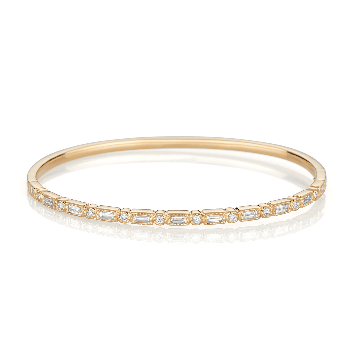 Hamilton Heritage Collection 18k Gold Baguette and Round Diamond .89 Total Weight Bracelet