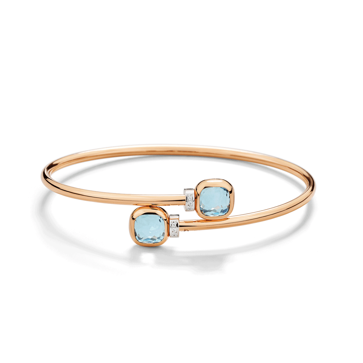 Pomellato Nudo 18k Rose Gold and Blue Topaz Mini Bangle