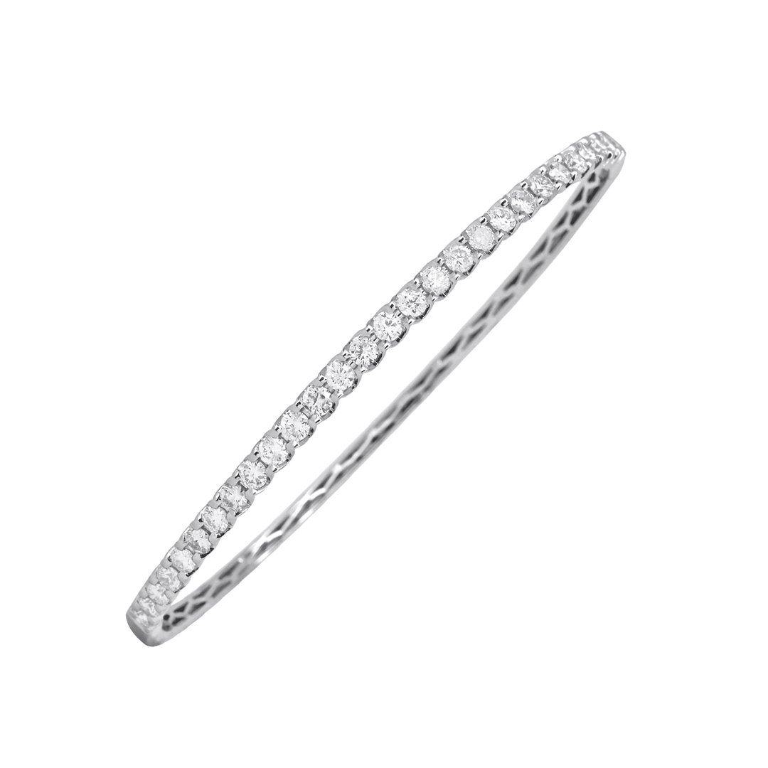 18k White Gold and 2.40 Total Weight Diamond Bangle Bracelet