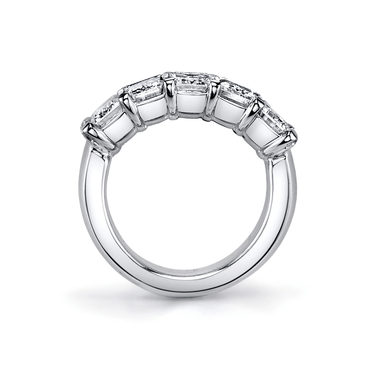 Platinum and Emerald Cut Diamond 3.53 Total Weight Band
