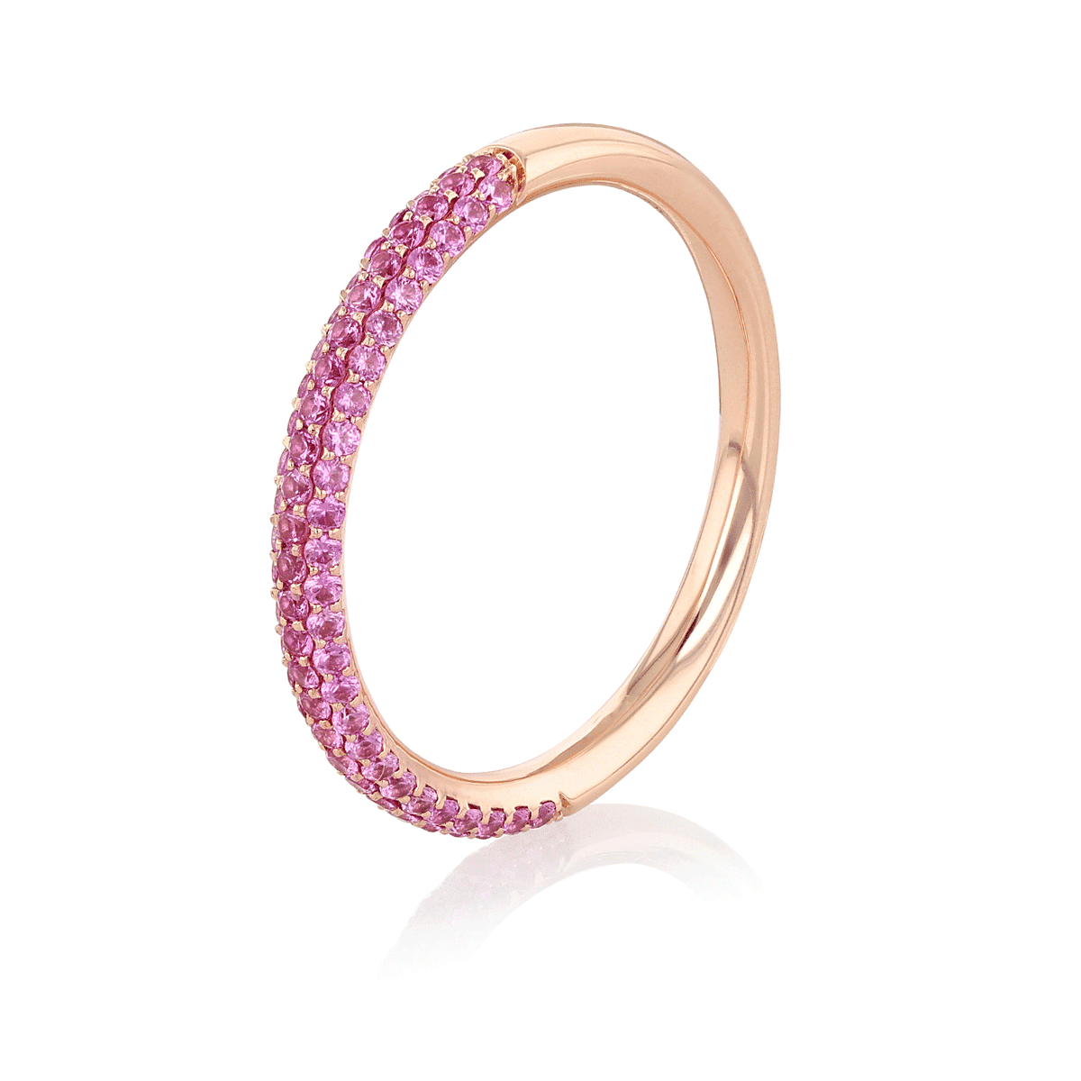 18k Yellow Gold and .40 Total Weight Pink Sapphire Pave Band