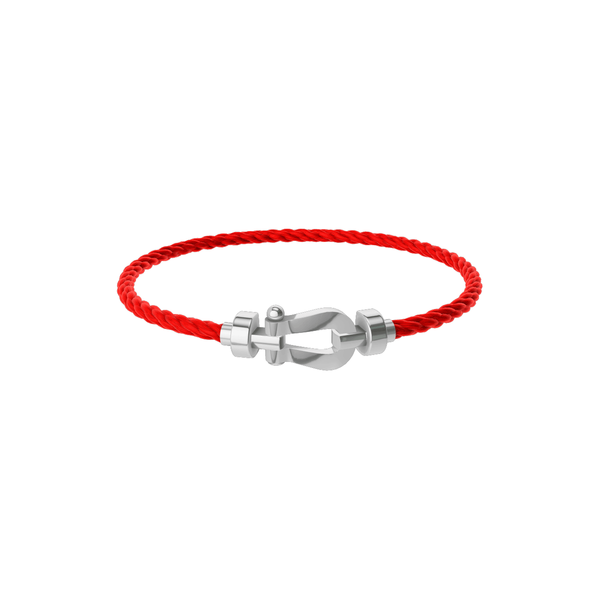 [White Gold] FRED Force 10 red cord bracelet with white gold buckle